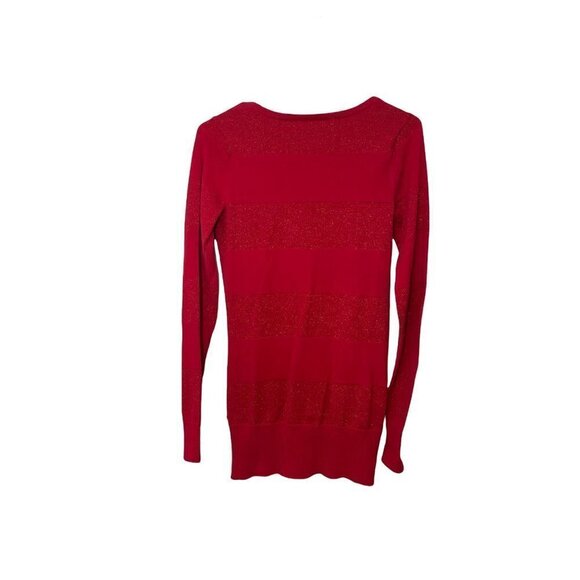 Guess Red V Neck Sweater‎ Size M Metallic accents - Picture 2 of 6